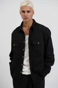 Mike Cotton Drill Shacket Black