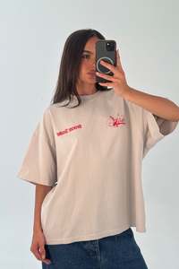 Womens Tops: Unisex Bronze Snake Melb Tee Ivory