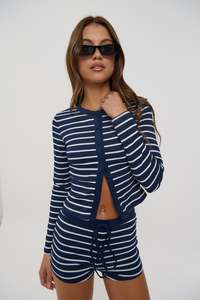 Womens Shorts: Jo Stripe Set Navy