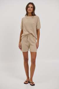 Womens Shorts: Golda Knit Set Sand
