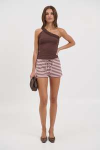 Womens Shorts: Kourt Bloomers Chocolate Blush Stripe