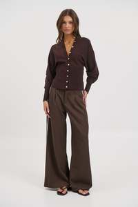 Sweaters Jumpers: Taya Button Up Chocolate