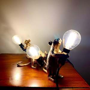 Frontpage: Set of 3 Gold Mouse Lamps