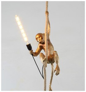 Hanging True Scale Monkey Lamps Gold