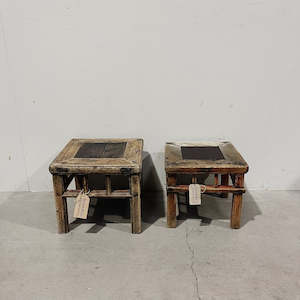 Stools: Antique Elm Side Table / Stool RUSTIC NATURAL