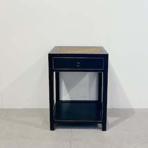 Boxes And Benches: Bedside Table w Shelf BLACK