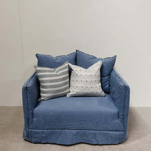 Hamptons 100% Italian Linen LOVE SEAT - DENIM