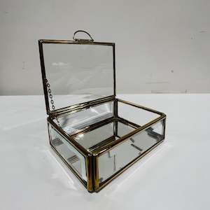 24166 Glass & Brass Box w Lid 135 x 110