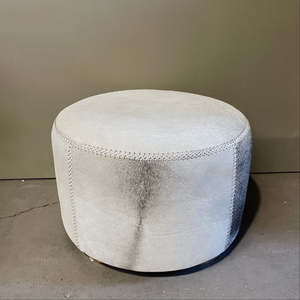 Furniture: Round Cow Hide Ottoman 650 x 650 x 450H