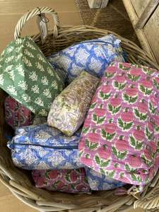 Homewares: Hand Block Printed Cosmetic Bags
