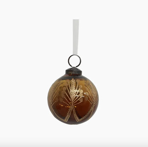 Etched Glass Bauble GOLD LUSTRE 80mm