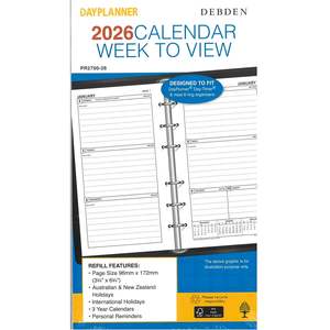 Stationery: Debden 2026 6 Ring Personal Weekly Dated Refill