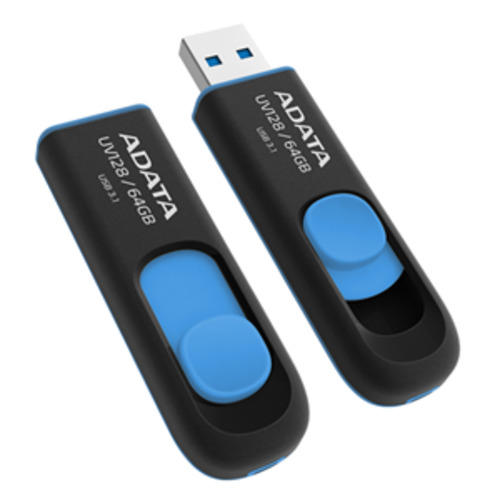 Tech 1: ADATA UV128 Dashdrive Retractable USB 3.0 64GB Blue/Black Flash Drive