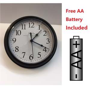 9’’ WALL CLOCK ROUND - NO Tick Tock - Black