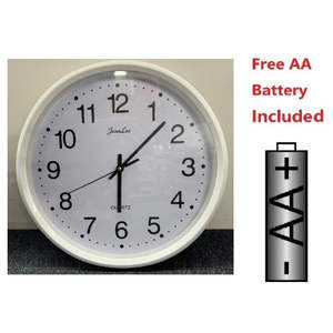 14’’ WALL CLOCK ROUND - NO Tick Tock - White