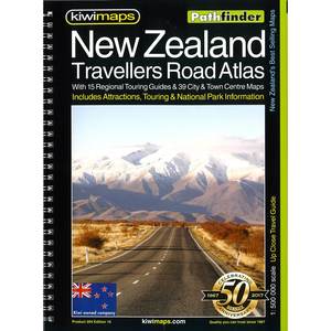 Kiwimaps Pathfinder NZ Travellers Road Atlas Map Spiral Bound Edition 16