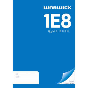 Exercise Books: Warwick Exercise Book 1E8 36 Leaf A4 Quad 7mm