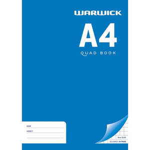 Exercise Books: Warwick Exercise Book 32 Leaf A4 Quad 8mm