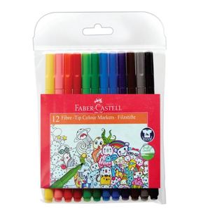Colouring Pens Markers: Faber Castell 12 Fibre Tip Colouring Pens