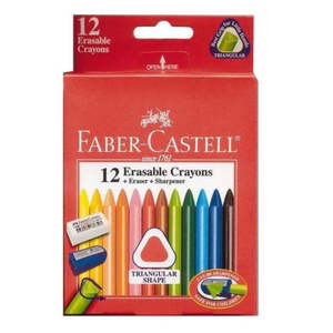Crayons Chalk: Crayons Faber Castell Erasable 12 Pack + Eraser + Sharpener