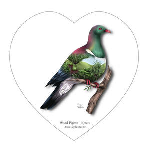 Sophie Blokker Ceramic Heart Wall Hanging with cork backing and cord - Wood Pigeon