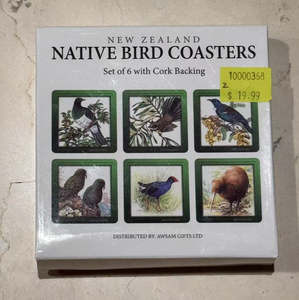 Travel Accessories Souvenirs: Native Bird Square Coasters - set of 6 with MDF Cork Backing