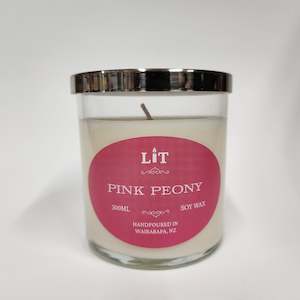 Lit Candles: Pink Peony Soy Wax Candle