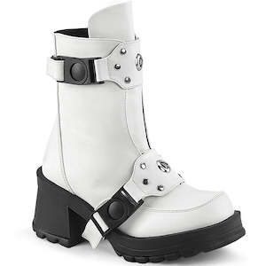 Boots 1: Bratty-56 Boots - White Vegan Leather