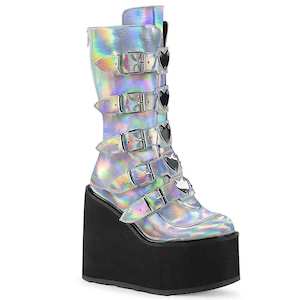 Boots 1: Swing-230 Platform Boots - Silver Hologram