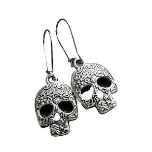 Half Evil Collection: Embossed Skull Earrings