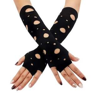 Winter Wear: Black Ripped Gloves