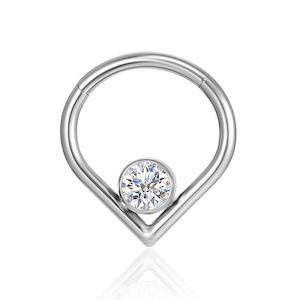 Body Jewellery: Titanium Jewelled Hinged Septum/Daith Ring