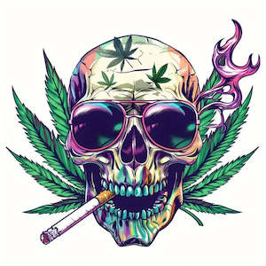 Skull Leaf Iron-on Transfer