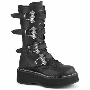 Boots 1: Emily-322 Platform Boots - Black Vegan Leather