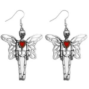 Heart-Winged Bone Fairy Earrings