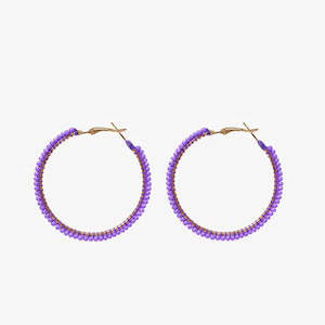 Antler: Beaded Hoop Earring - Lilac