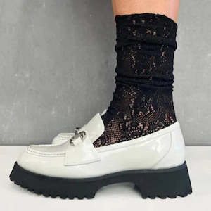 Accessories: Slouch Lace Sock - Black