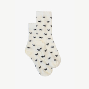 Accessories: Bows Sock - Ivory & Black