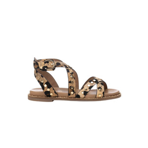 Leather Stud Detail Sandal - Leopard