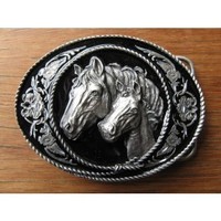 Mare And Colt Western Style Diamondcut Belt Buckle