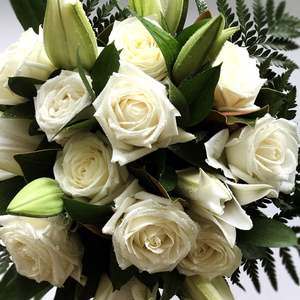 All Flowers: White Rose & Lily Bouquet - Same Day Delivery Upper Hutt & Wellington