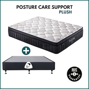 Queen Bed: Posture Care Support (Plush) Mattress & Base Queen