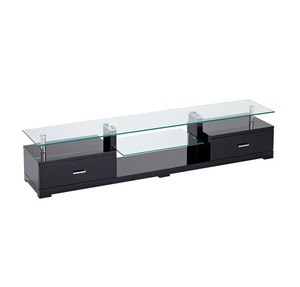 Glass TV Unit Black 2.0m – Budget Furniture