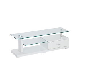 Glass TV Unit White 1.4m – Budget Furniture
