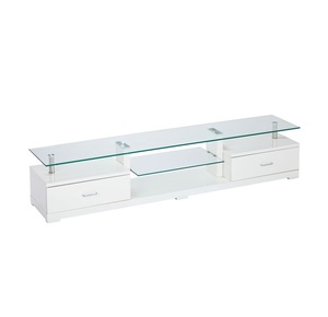 Glass TV Unit White 2.0m – Budget Furniture