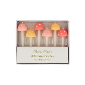Candles: Meri Meri Mushroom Birthday Candles - 6 Pkt