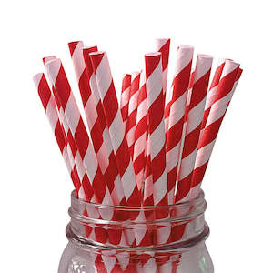 It Party: Red Striped Paper Straws - 24 Pkt
