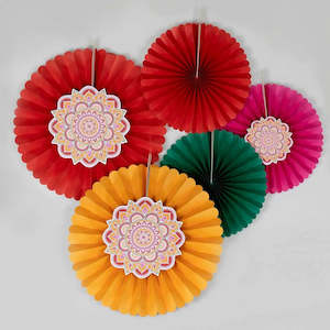 Ginger Ray Multicoloured Diwali Paper Fan Decorations