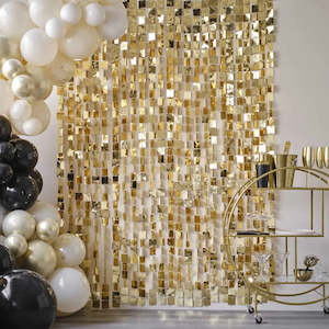 Ginger Ray Champagne Gold Sequin Hanging Backdrop Decoration
