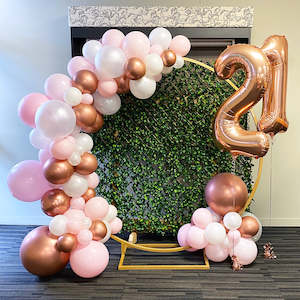 Rose Gold Blush Balloon Frame Backdrop Hire
